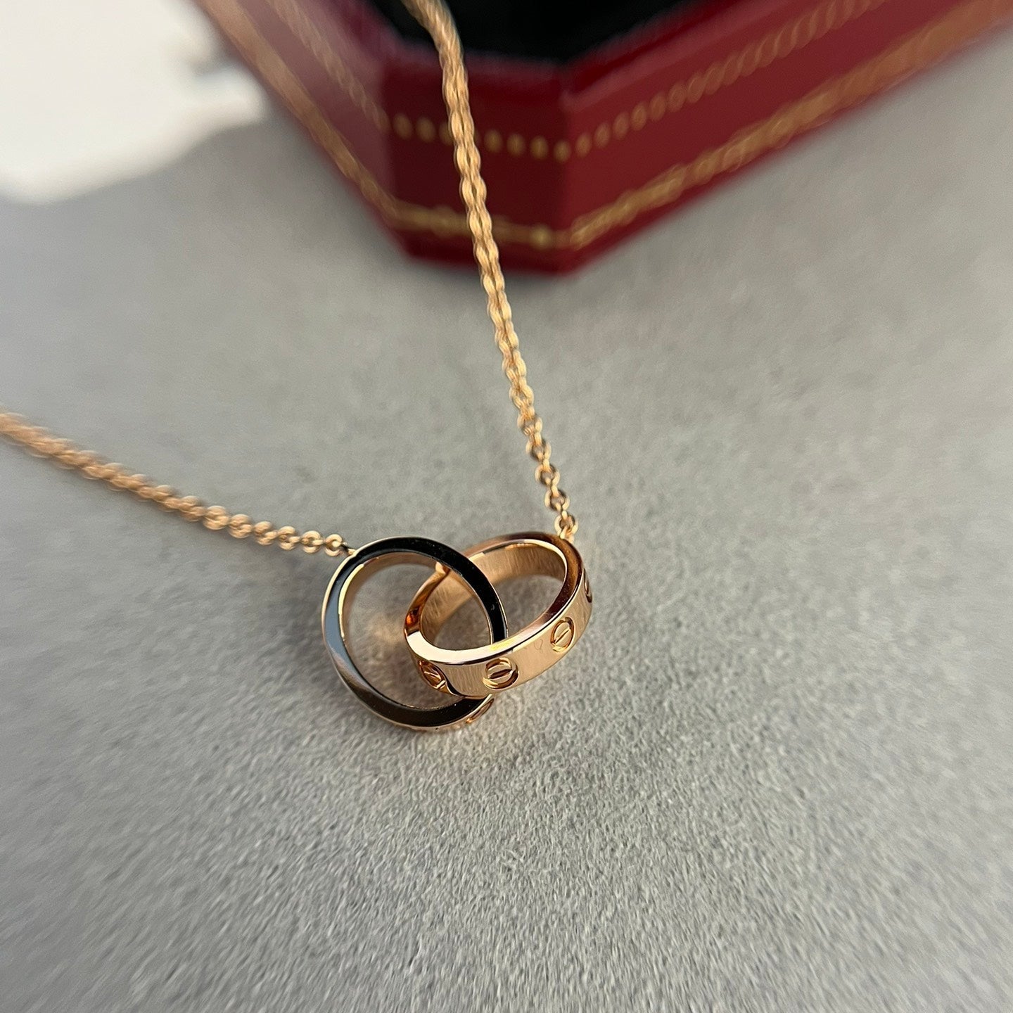 LOVE PENDANT DOUBLE RING | ROSE GOLD