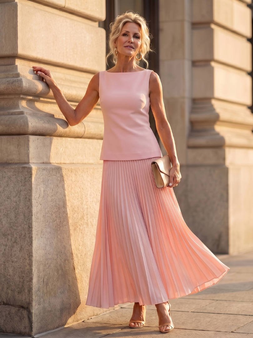 Rhodes - Structured Bodice Pleated Skirt Set