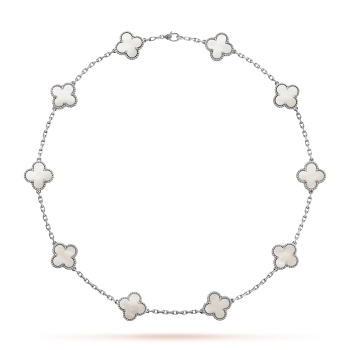 FLORAL NECKLACE FOUR-LEAF CLOVER 10 DESIGNS - SILVER