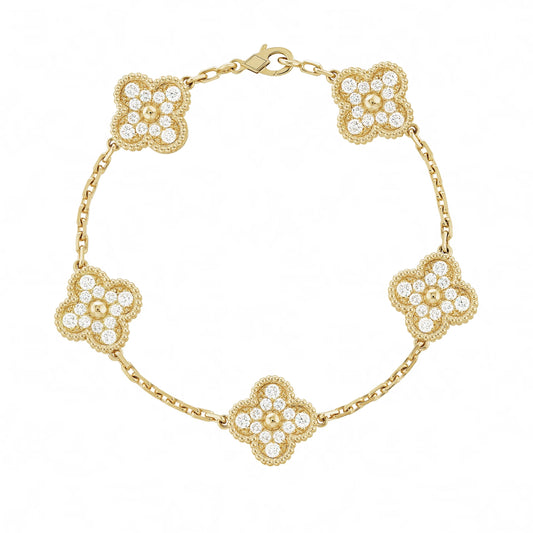 Golden | Clover Leaf Diamond Bracelet