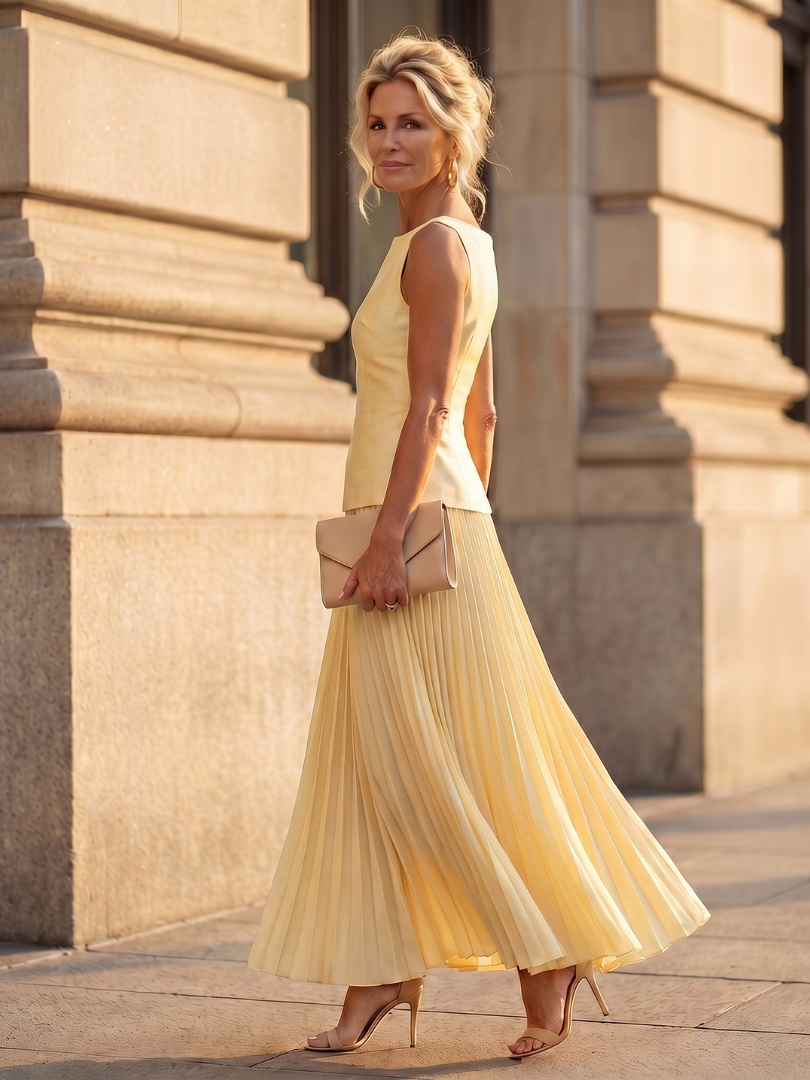 Rhodes - Structured Bodice Pleated Skirt Set