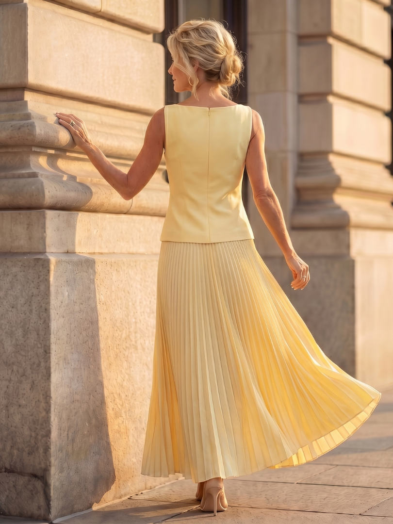 Rhodes - Structured Bodice Pleated Skirt Set