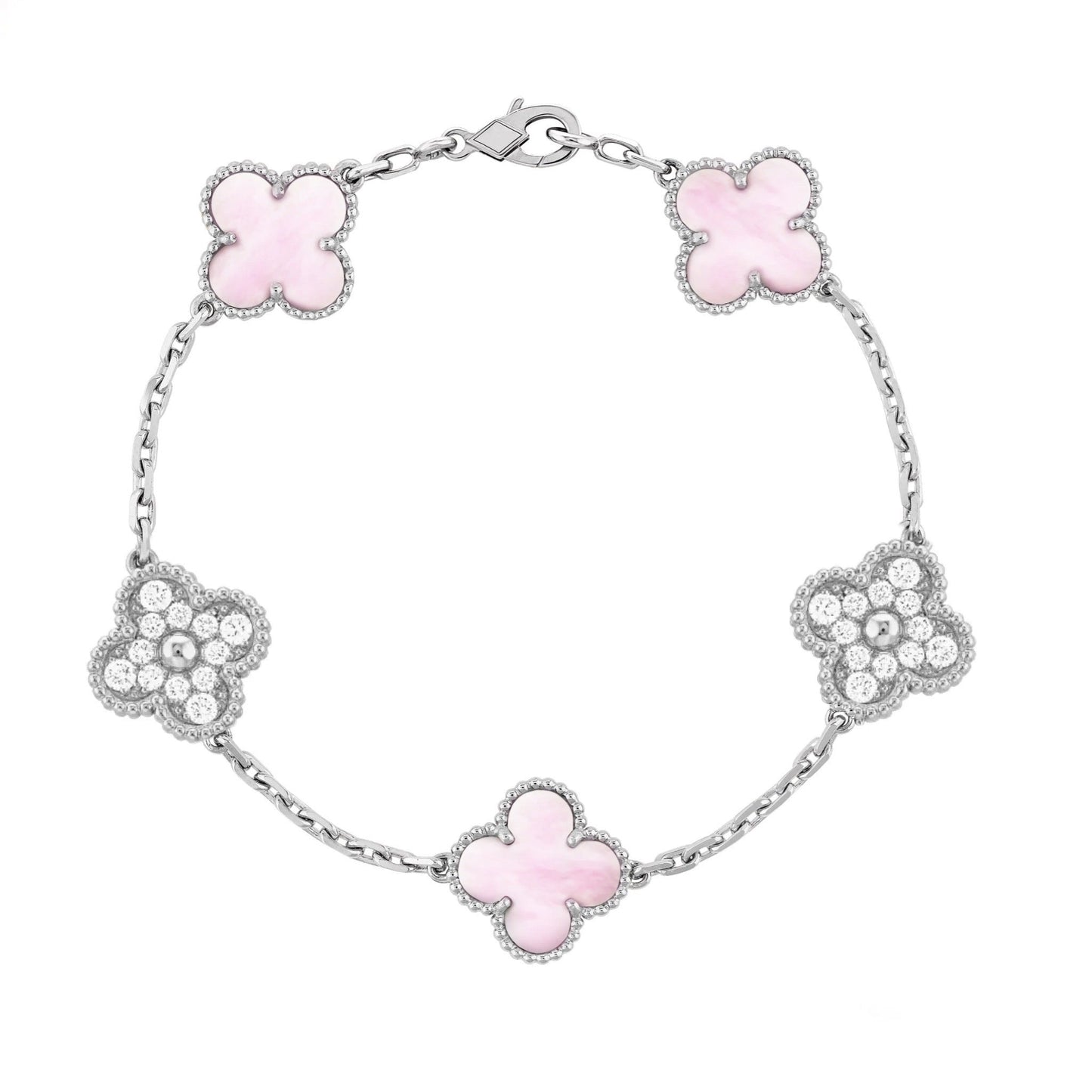 Silver Rose | Clover Leaf Diamond Bracelet