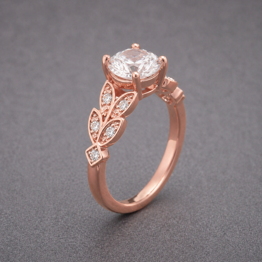 Exotic Floral Crown Zirconia Ring
