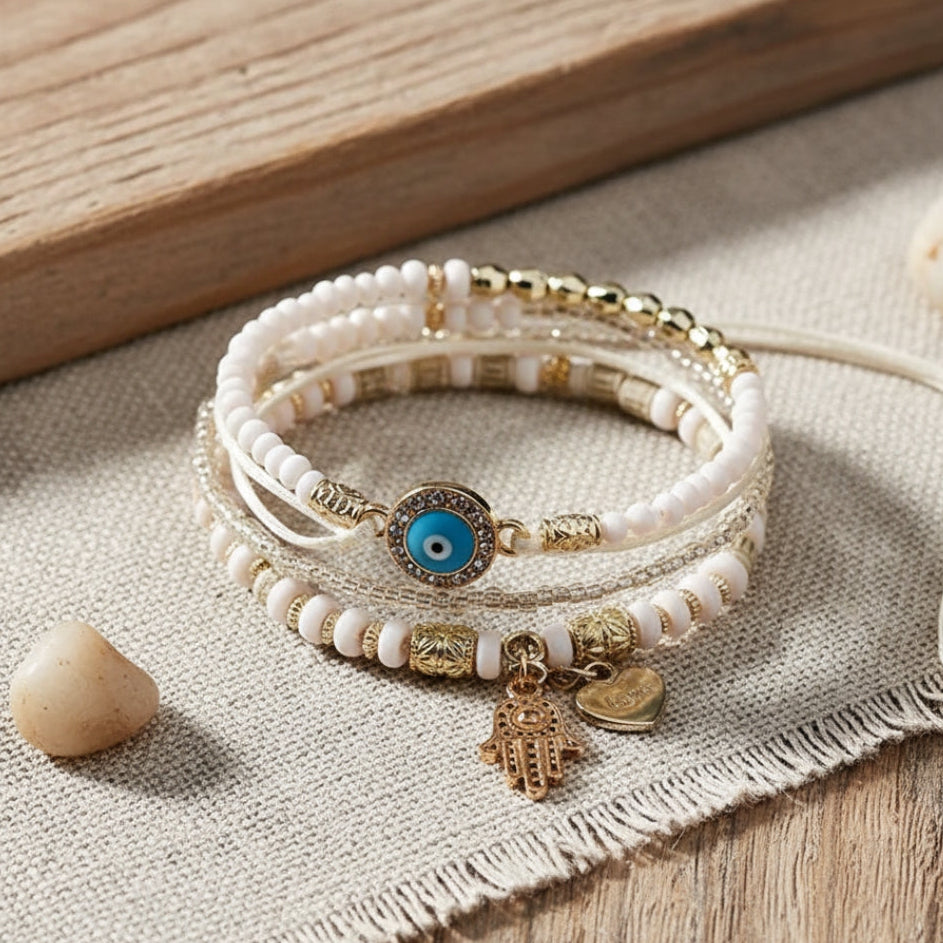 Hamsa Pearls Bracelet Bundle