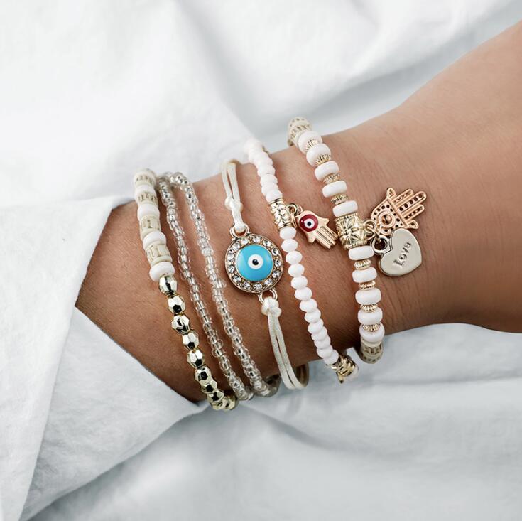 Hamsa Pearls Bracelet Bundle