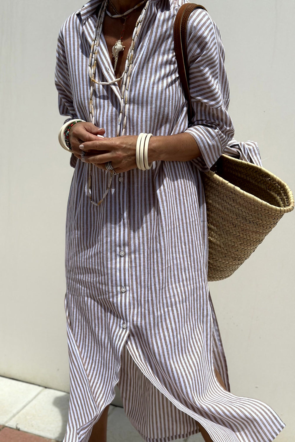 Sophia™ – Timeless Striped Shirt Dress with Elegant Comfort