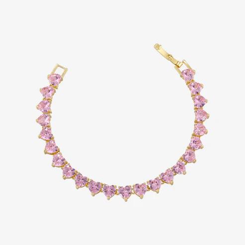 TENNIS BRACELET WITH PINK HEART