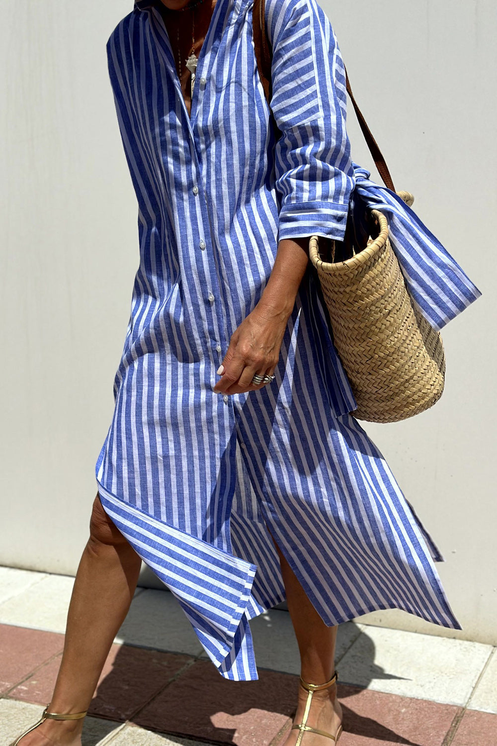 Sophia™ – Timeless Striped Shirt Dress with Elegant Comfort