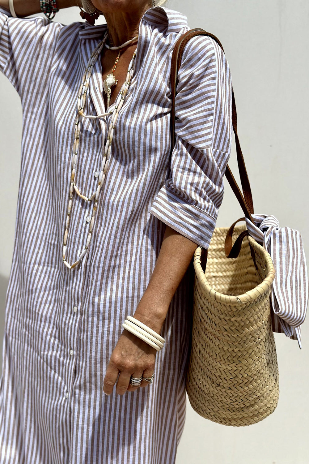 Sophia™ – Timeless Striped Shirt Dress with Elegant Comfort