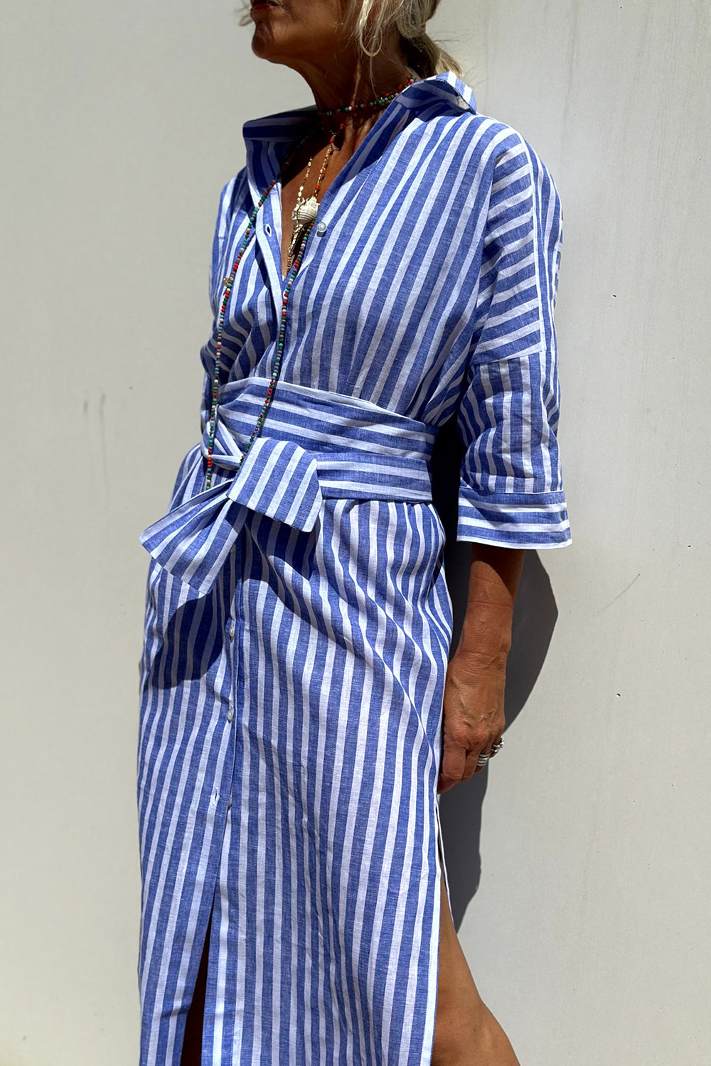 Sophia™ – Timeless Striped Shirt Dress with Elegant Comfort