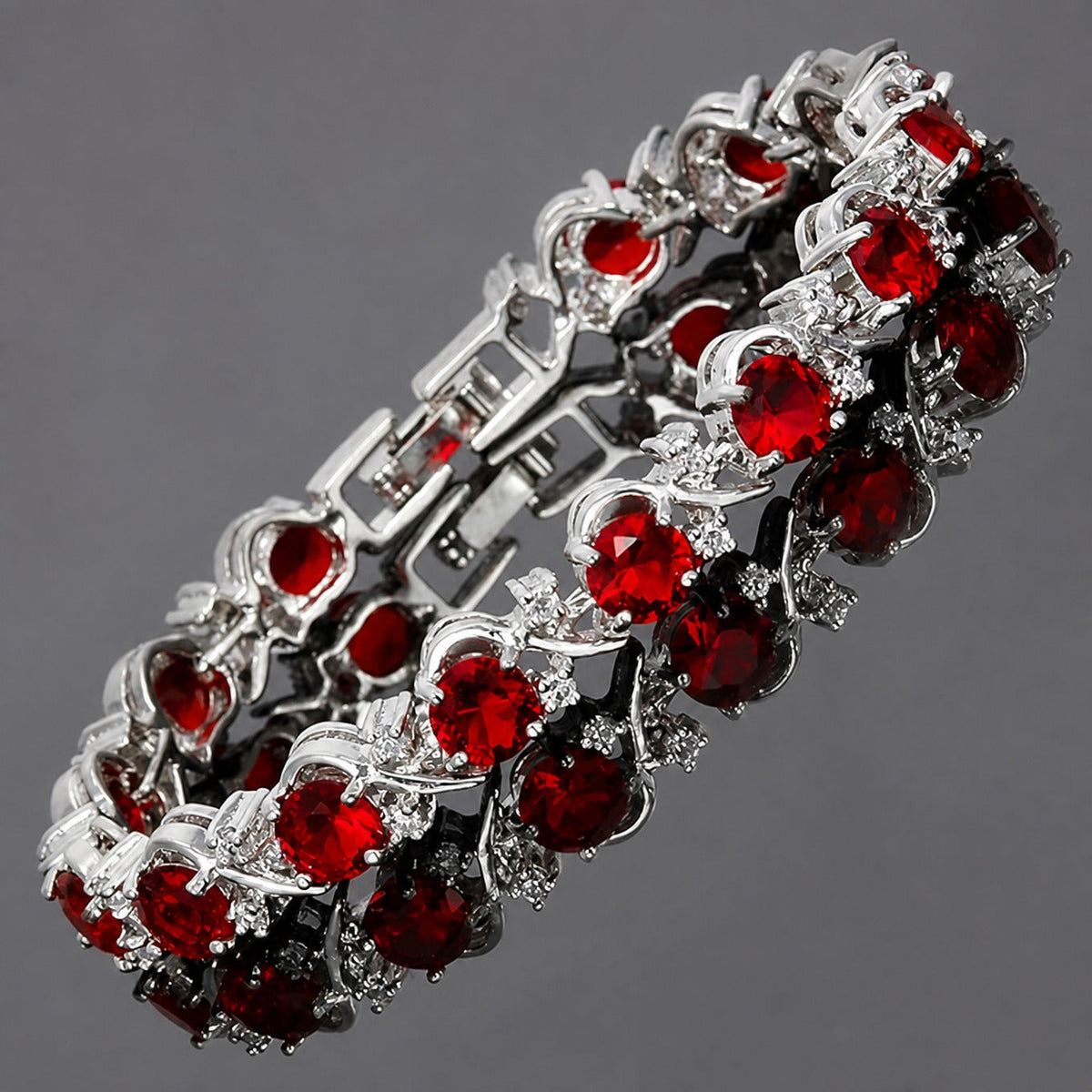Ruby Vine Tennis White Gold Bracelet