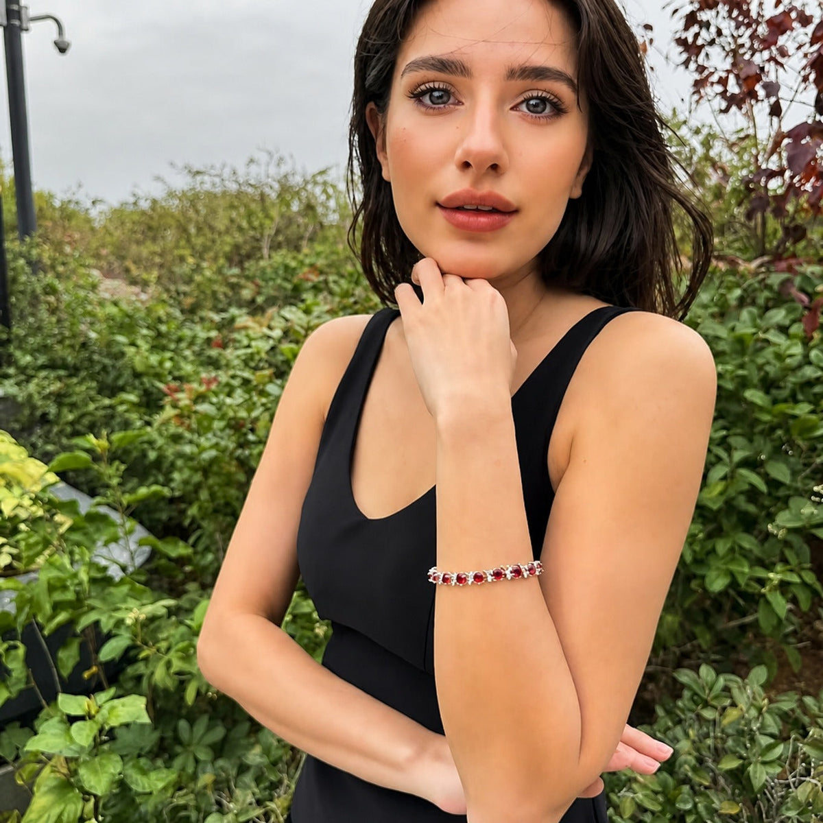 Ruby Vine Tennis White Gold Bracelet